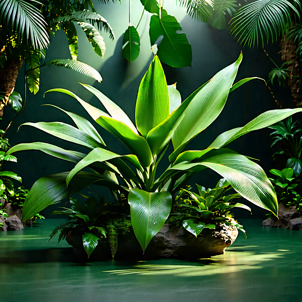 Nature Product Photography: Tropical Plants In Natural Setting With Large Green