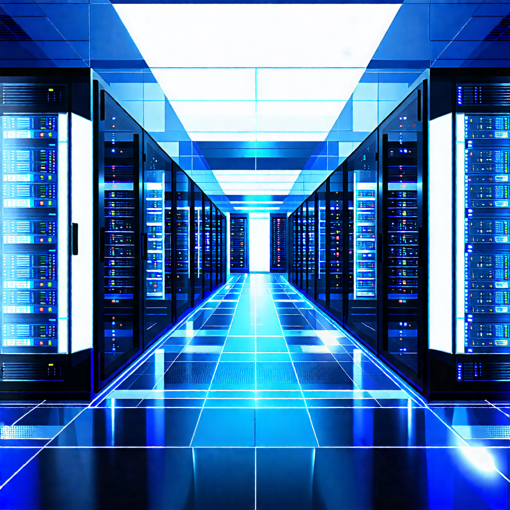 Tech Blueprint Style: Futuristic Server Room With Image, There