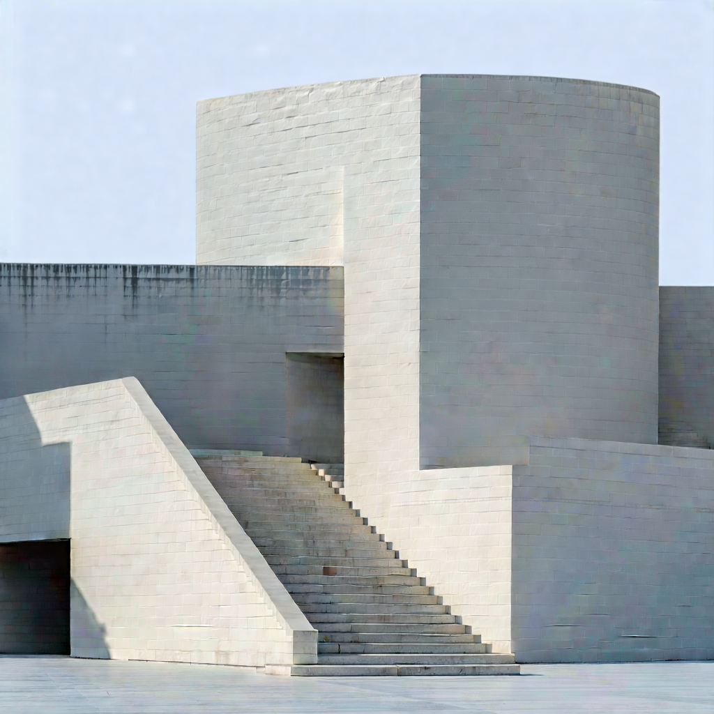 Abstract Architectural Photography: (minimalist:1.22) Exploration With Geometric Shape With Large White