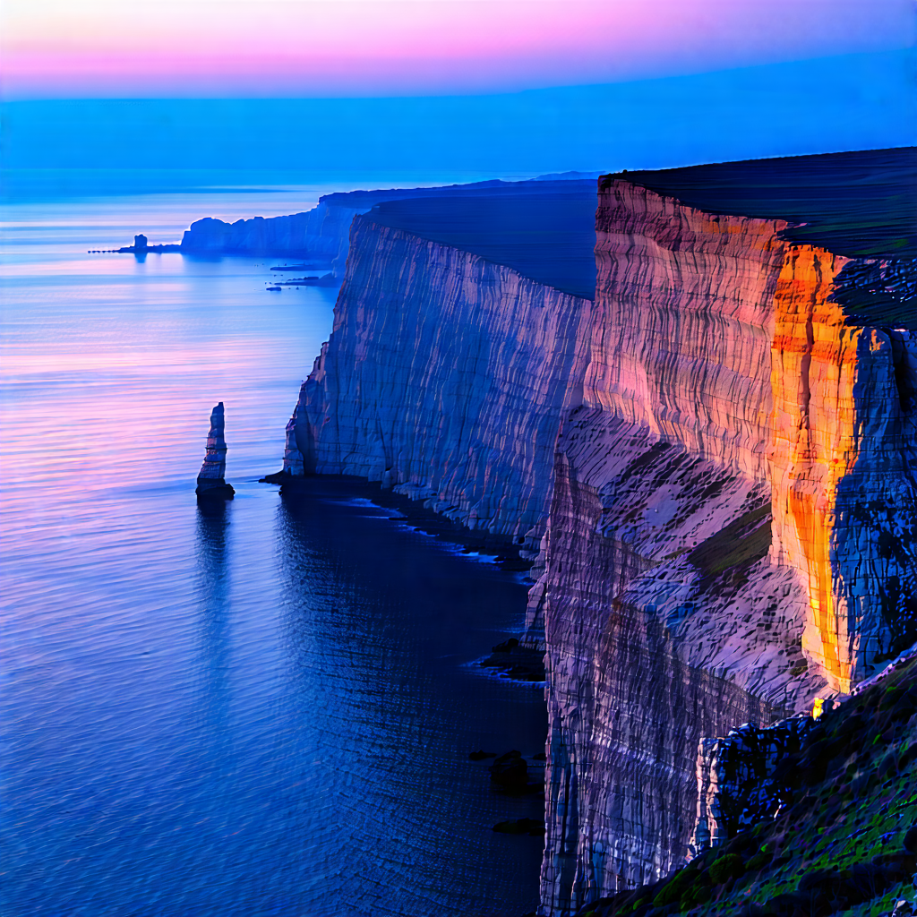 Nature Drone Photography: Coastal Cliff During (sunset:1.19) With Beautiful Sunset