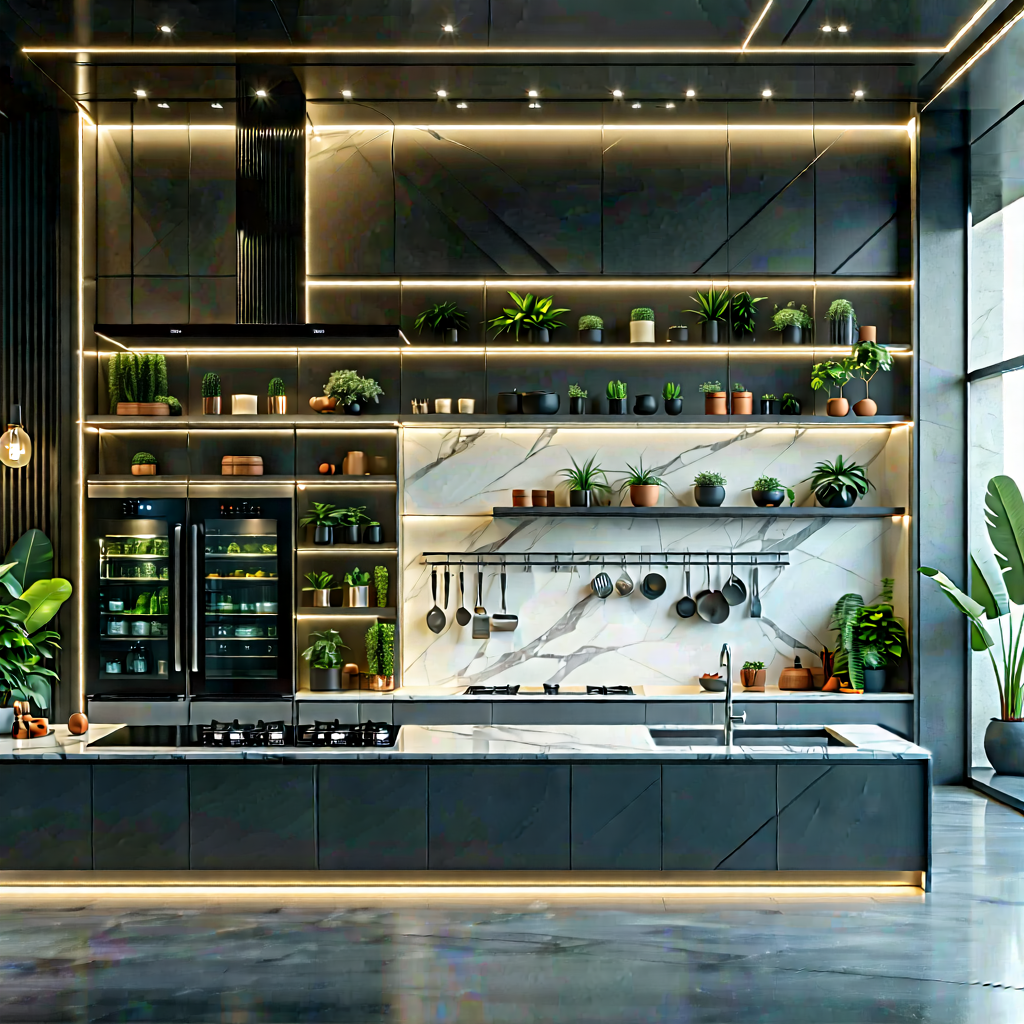 Lifestyle Geometric Design: Modern Kitchen With Organized Space With Image, There