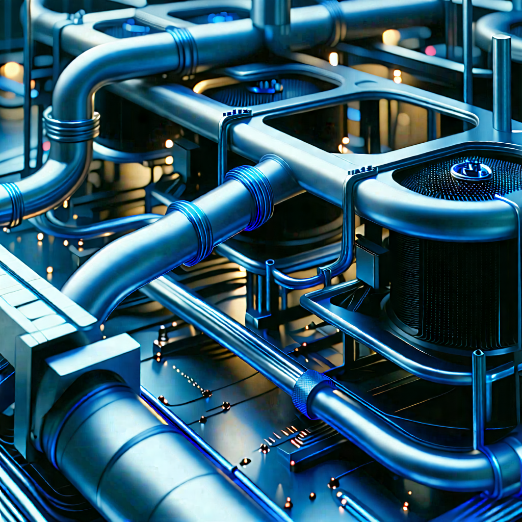 Tech Isometric Design: Close-up of cooling system