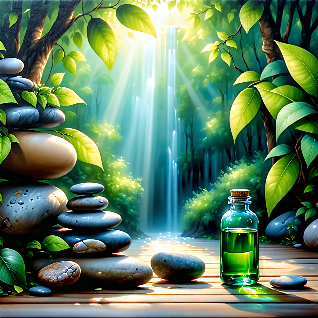 Lifestyle Acrylic Painting: Wellness Scene With Natural (lighting:1.5) With Image, There