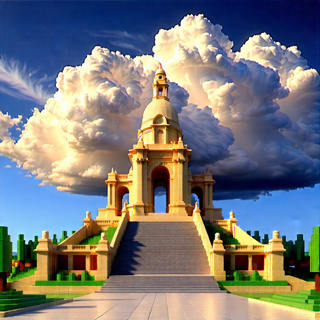 Urban Low Poly: Historic Monument With Dramatic (clouds:1.1) With Model Large