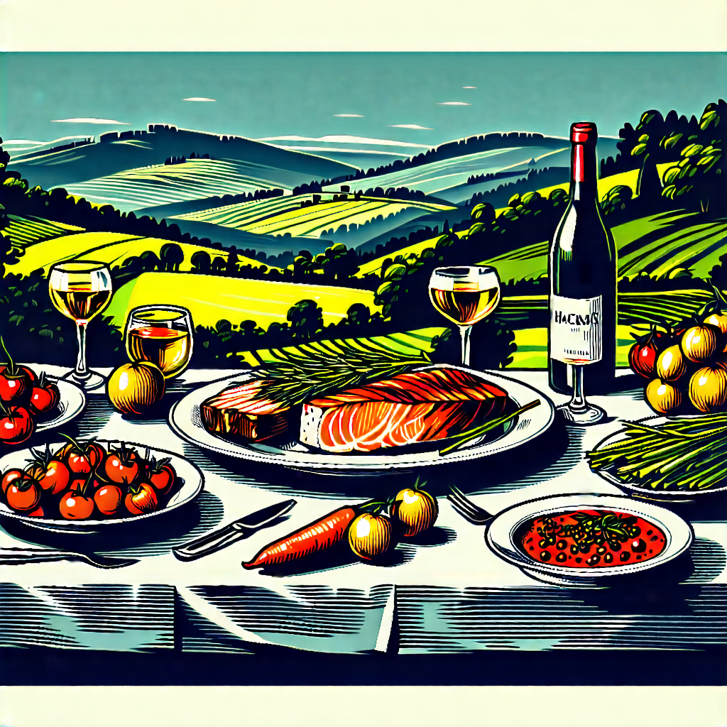 Lifestyle Woodcut Print: Farm-to-table Meal Prepared With Fresh Ingredients With Image, There