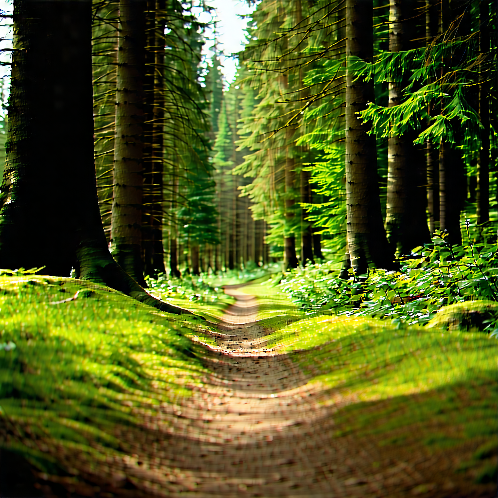 Nature Landscape Photography: Path Through Dense Forest With Serene Forest