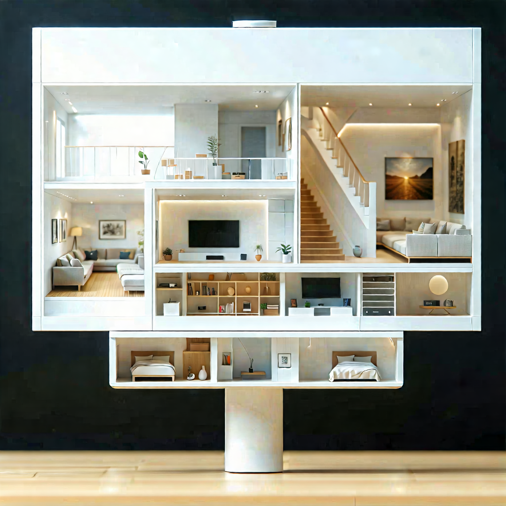 Tech Tilt-Shift Photography: Smart home (device:1.37) with data visualization
