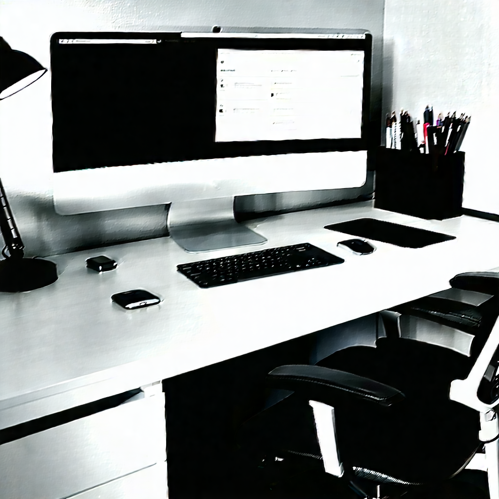 Business Abstract Design: Workplace with digital (devices:1.47) on desk