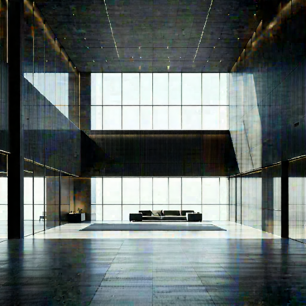 Urban Tilt-Shift Photography: Urban loft with (minimalist:1.47) design
