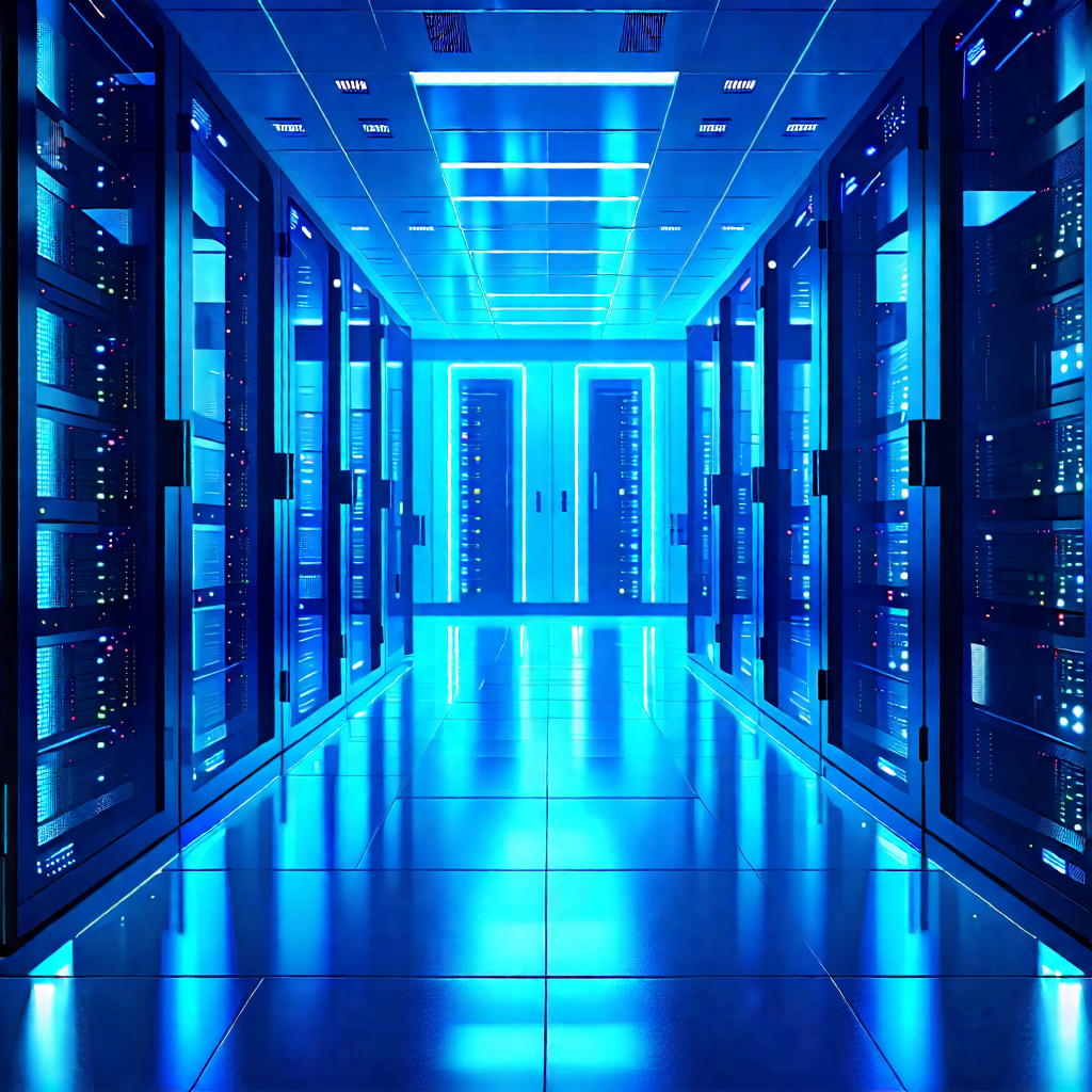 Tech Flat Design: Futuristic server room