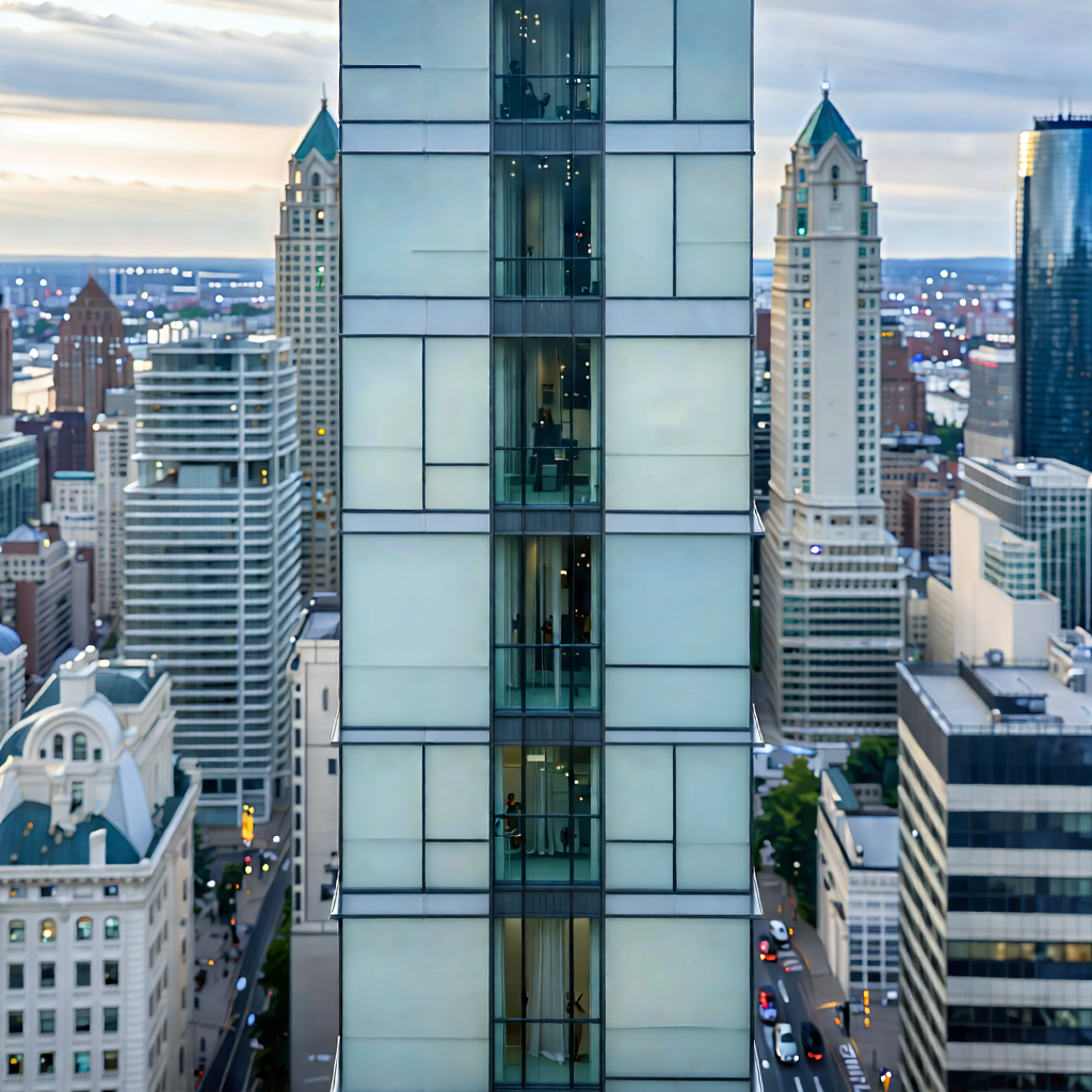 Urban Hdr Photography: Aerial View Of (city:1.16) Blocks With Large Building