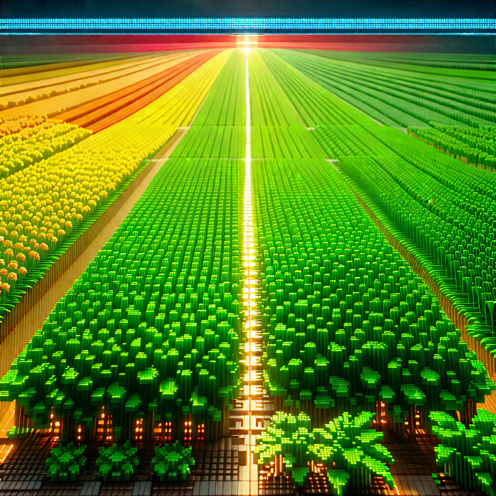 Tech Voxel Art: Agricultural Technology In Research Center With Computer-generated, Three-dimensional