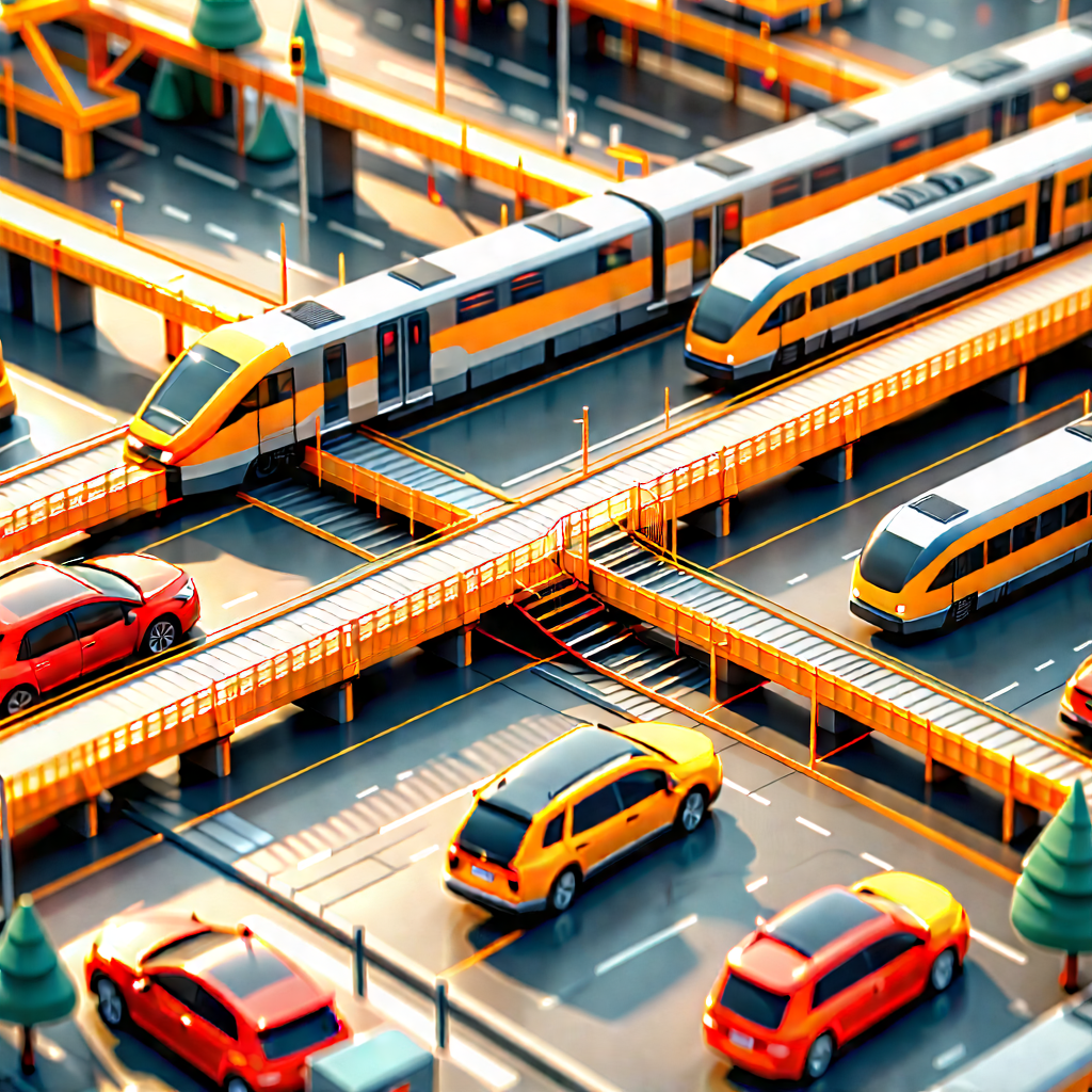Urban Geometric Design: Aerial View Of Transportation Hub With Image, There