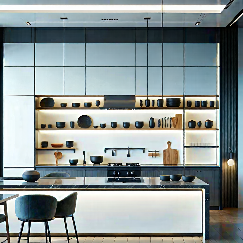 Lifestyle Blueprint Style: Modern Kitchen With Minimalist Decor With Large, Modern