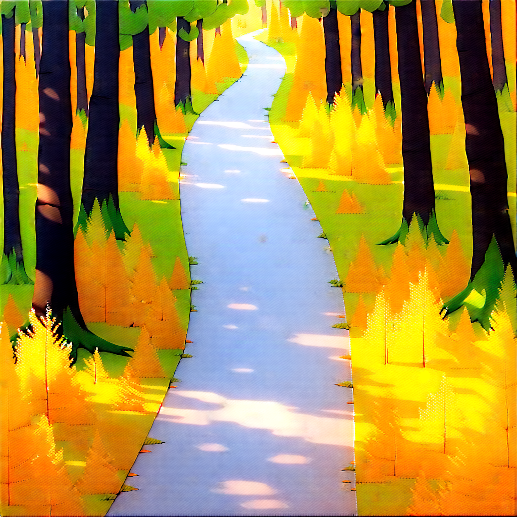 Nature Watercolor Painting: Path Through Autumn Woodland With Pathway Surrounded