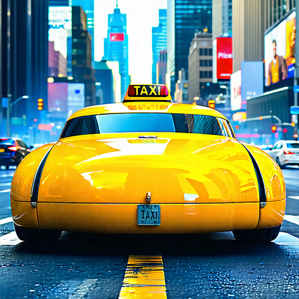 Urban Concept Art: (city:1.4) Taxi In Main Avenue With Yellow Taxi