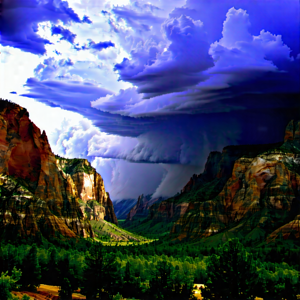 Nature Hdr Photography: Storm (clouds:1.45) Over Canyon Floor With Beautiful Mountain