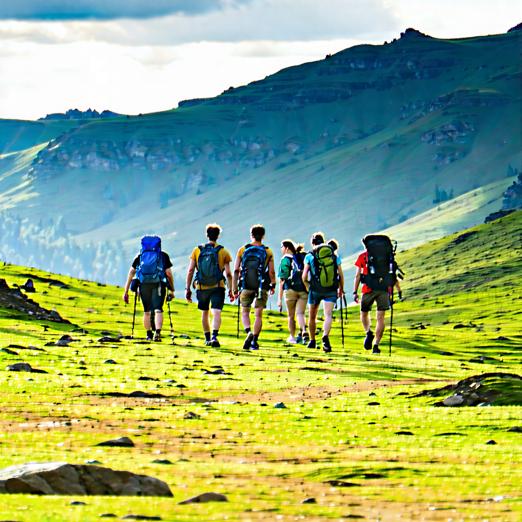 Lifestyle Hdr Photography: Hiking group with colleagues