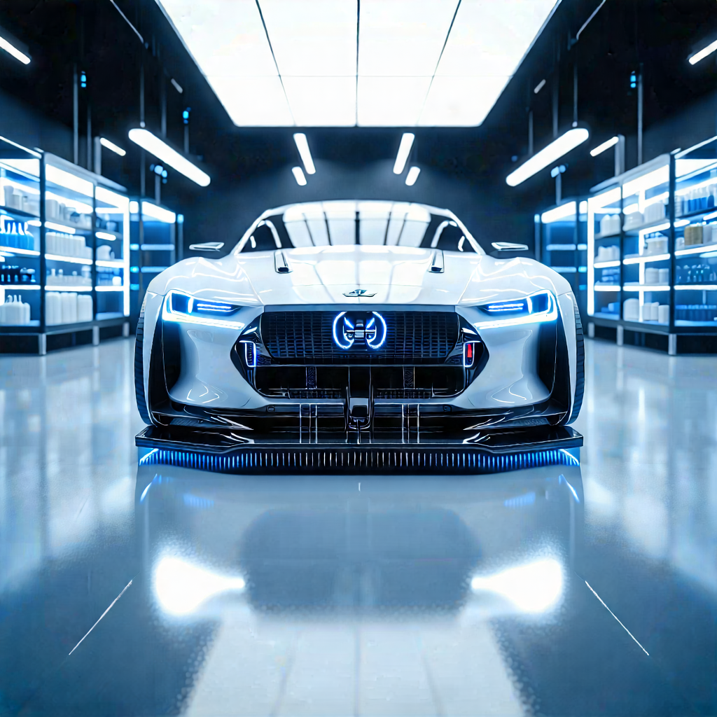Tech Editorial Photography: Automotive Technology In Modern Laboratory With White Sports