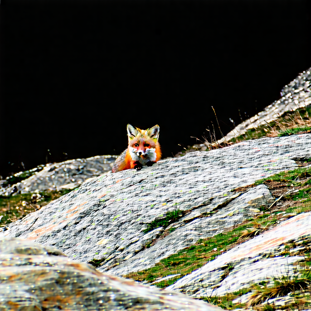 Nature Drone Photography: Fox in mountain terrain