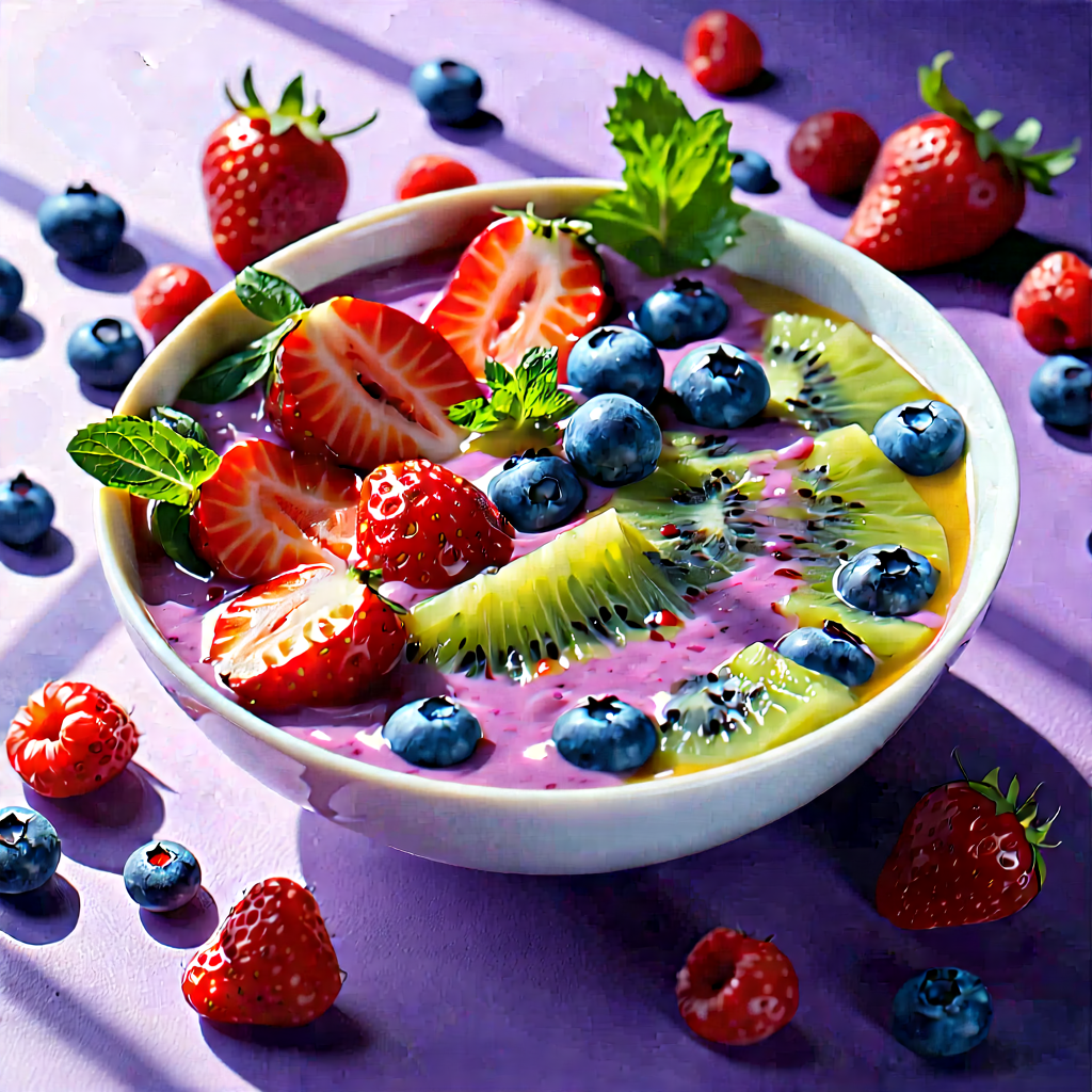 Lifestyle Lithograph: Smoothie Bowl Prepared With Artistic Presentation With Image, There
