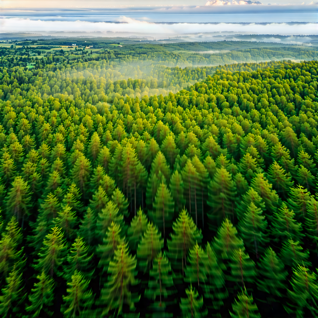 Nature Long Exposure Photography: Aerial View Of Forest Canopy With Lush Green