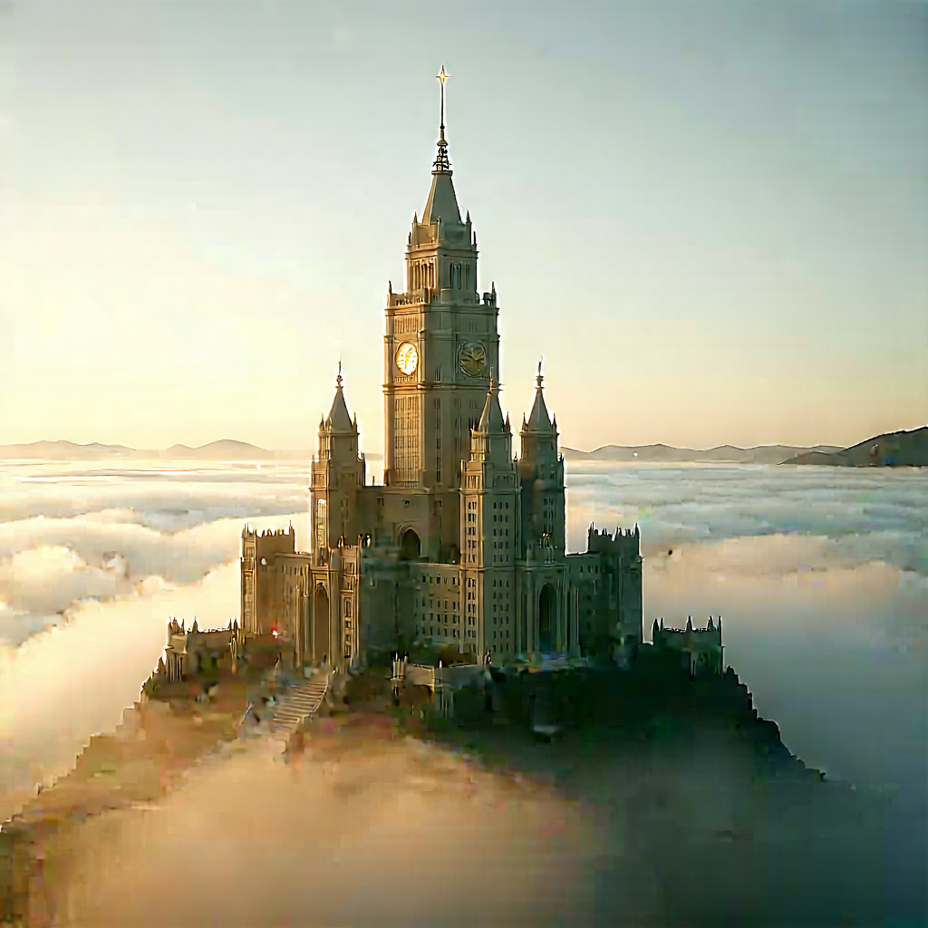 Urban Cinema 4d: Famous Building With Morning Mist With Large, Ornate
