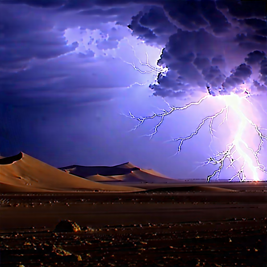 Nature 3d Render: Lightning Over Desert With Captures Beautiful