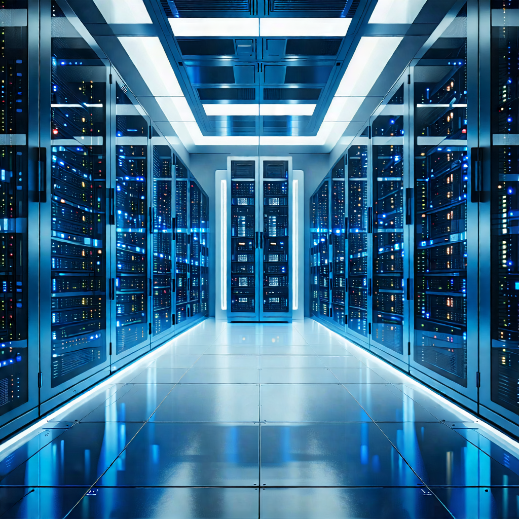 Tech Etching: Futuristic server room