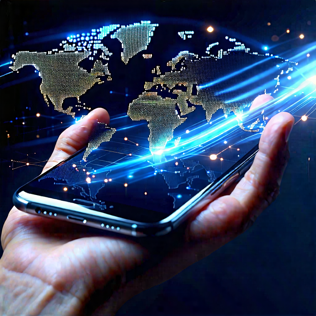 Tech Digital Illustration: Smartphone with streaming content