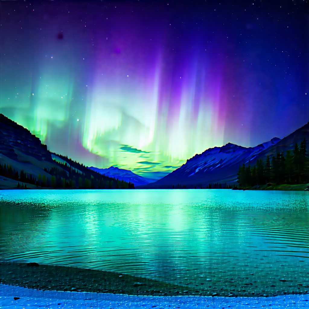 Nature Commercial Photography: Northern Lights Over Alpine (lake:1.13) With Captures Beautiful