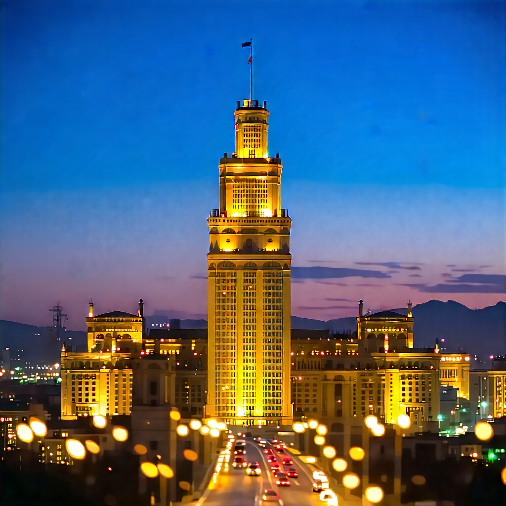 Urban Landscape Photography: Famous Building With City Lights With Large, Ornate