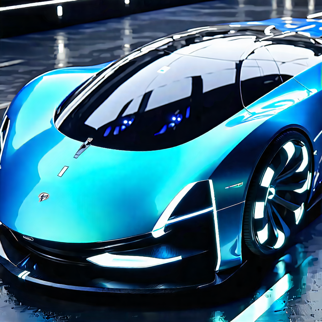 Tech Digital Art: Innovative Electric Vehicle Design With Blue Sports