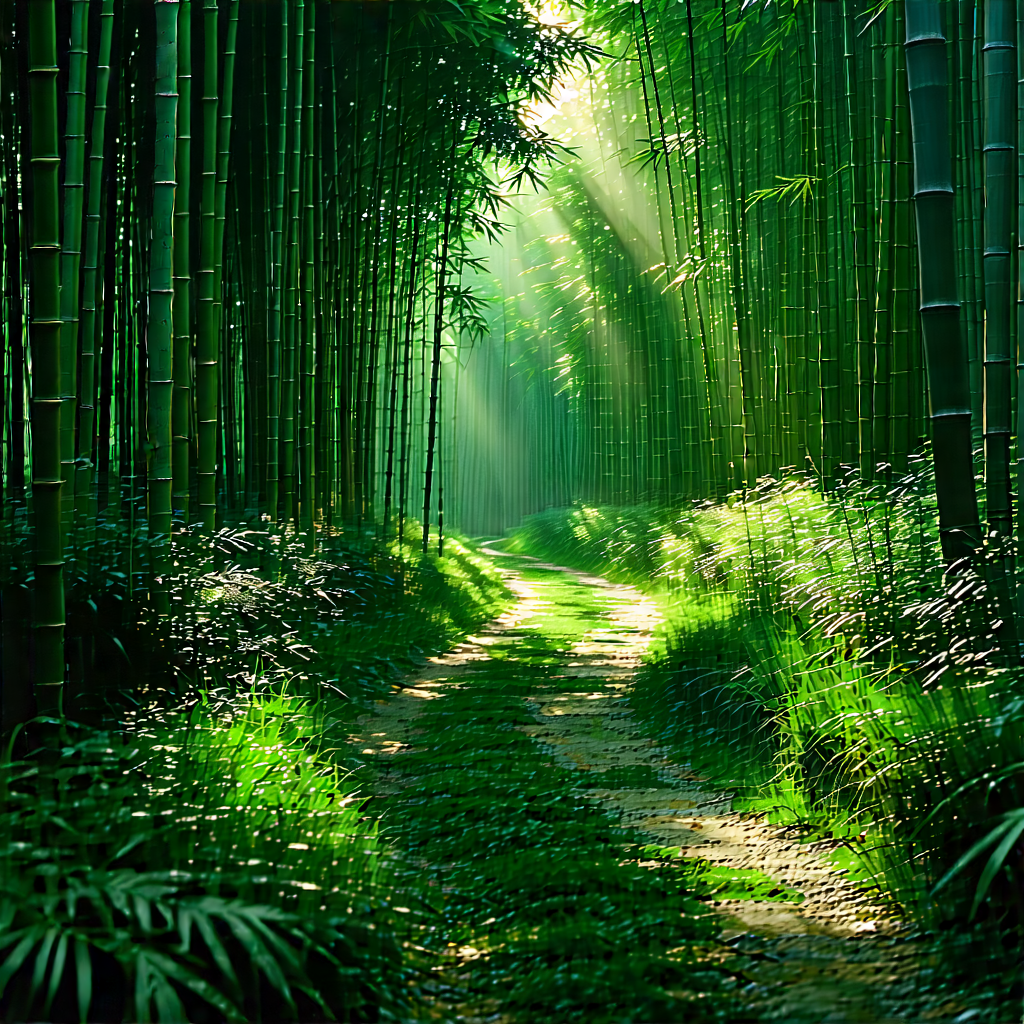 Nature Digital Illustration: Path through bamboo grove