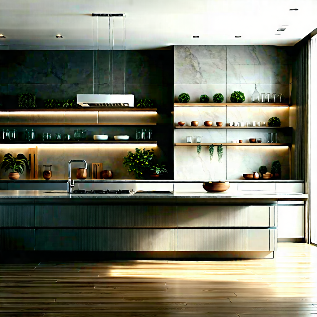 Lifestyle Hdr Photography: (modern:1.4) Kitchen With Organized Space With Large, Modern