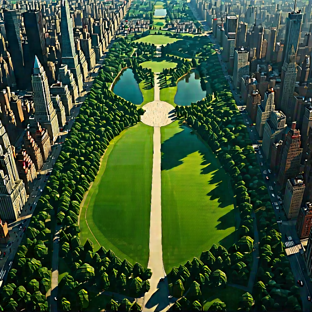 Urban Low Poly: Aerial view of central park