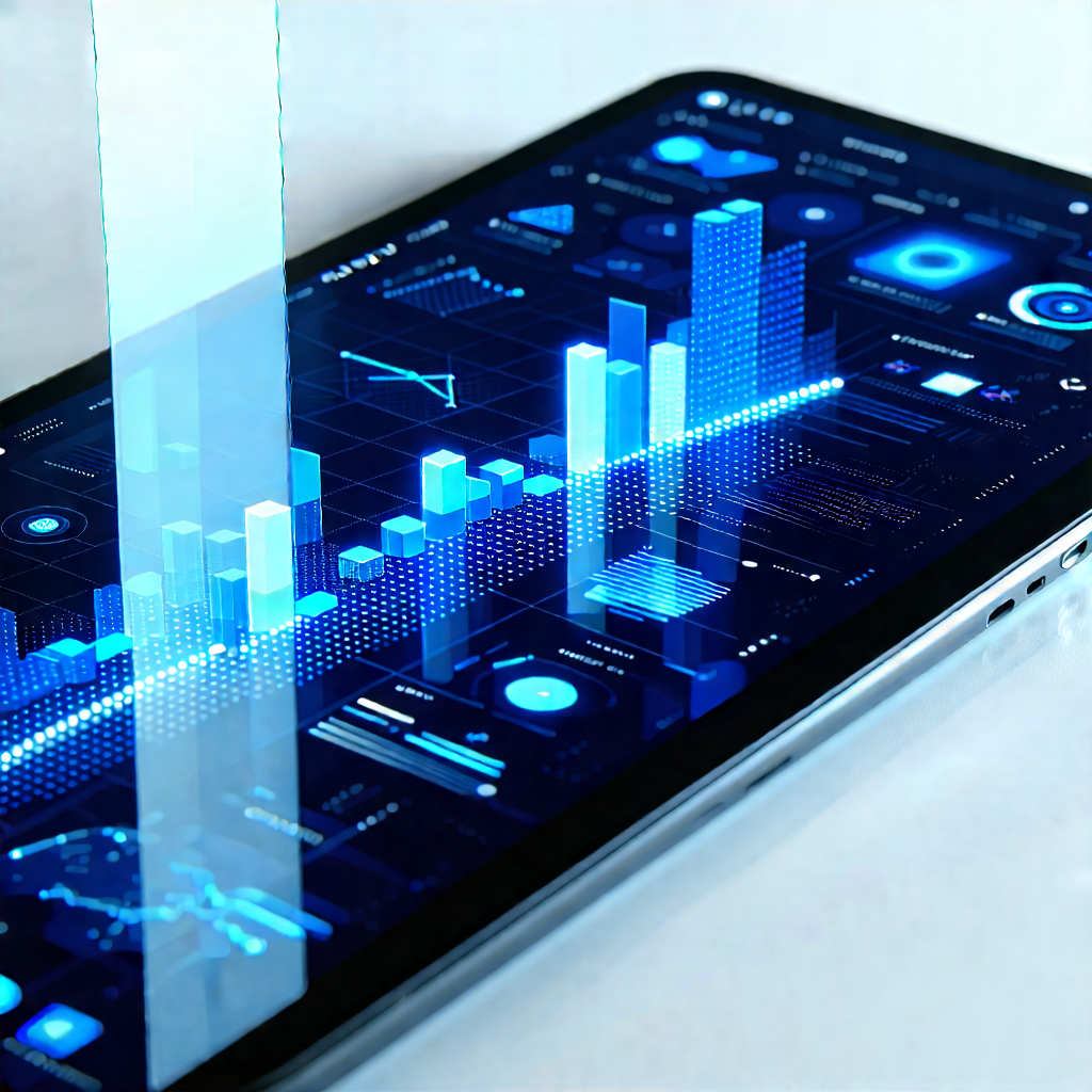 Tech Geometric Design: Tablet with data visualization