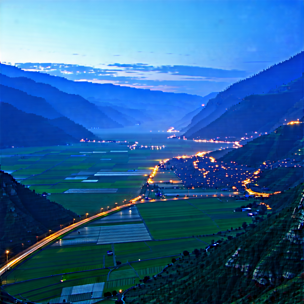 Nature Tilt-shift Photography: Valley During Blue Hour With Captures Beautiful