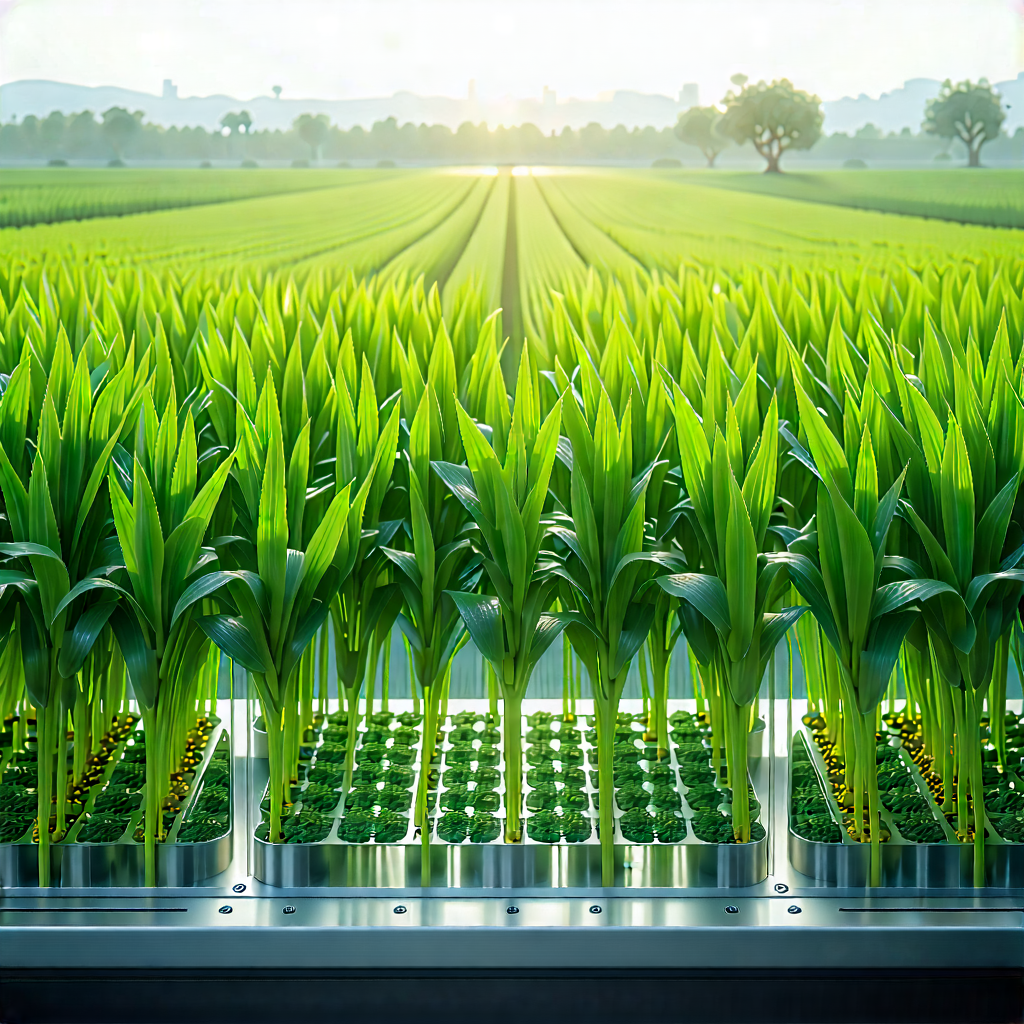 Tech Digital Illustration: Agricultural Technology In Design Studio With Large Field