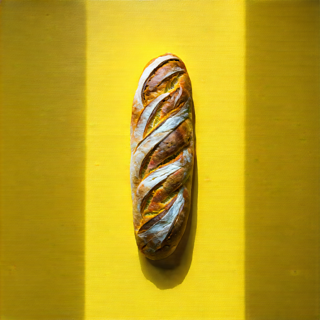Lifestyle Drone Photography: Artisanal Bread Prepared With Vibrant Colors With Large, Freshly