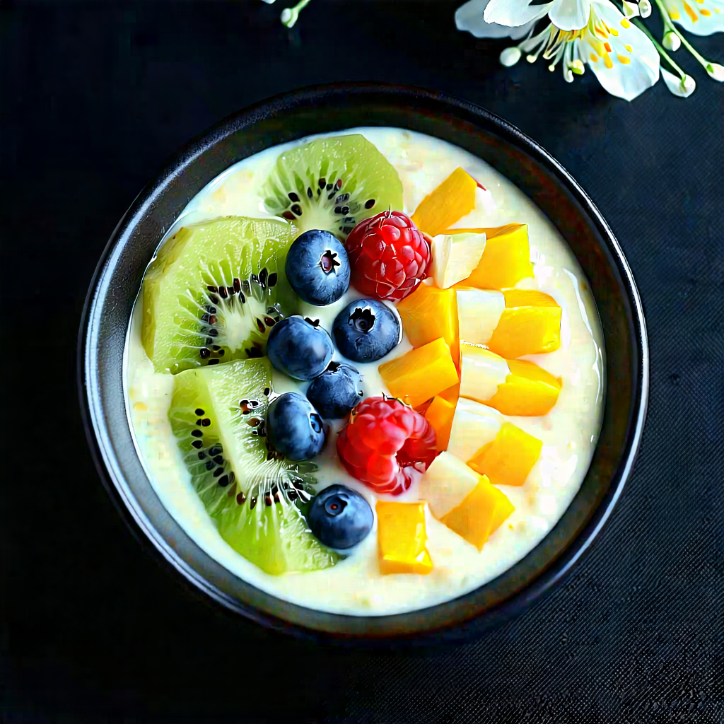 Lifestyle Lithograph: Smoothie Bowl Prepared With Artistic Presentation With Bowl Filled