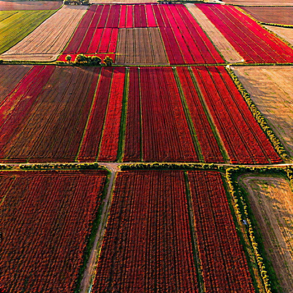 Nature Macro Photography: Aerial View Of Agricultural Fields With Large, Field