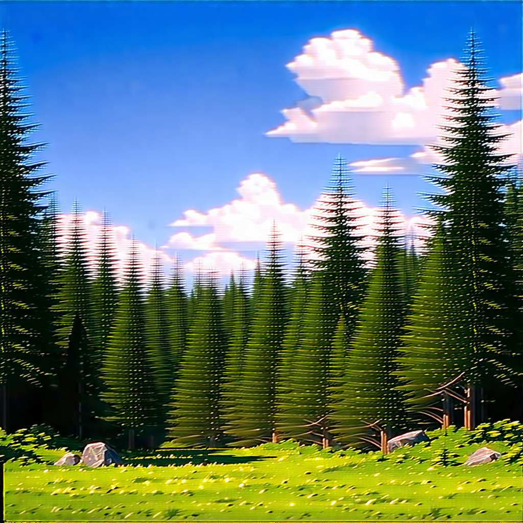 Nature 3d Render: Clear Sky Over (forest:1.49) Clearing With Image, There