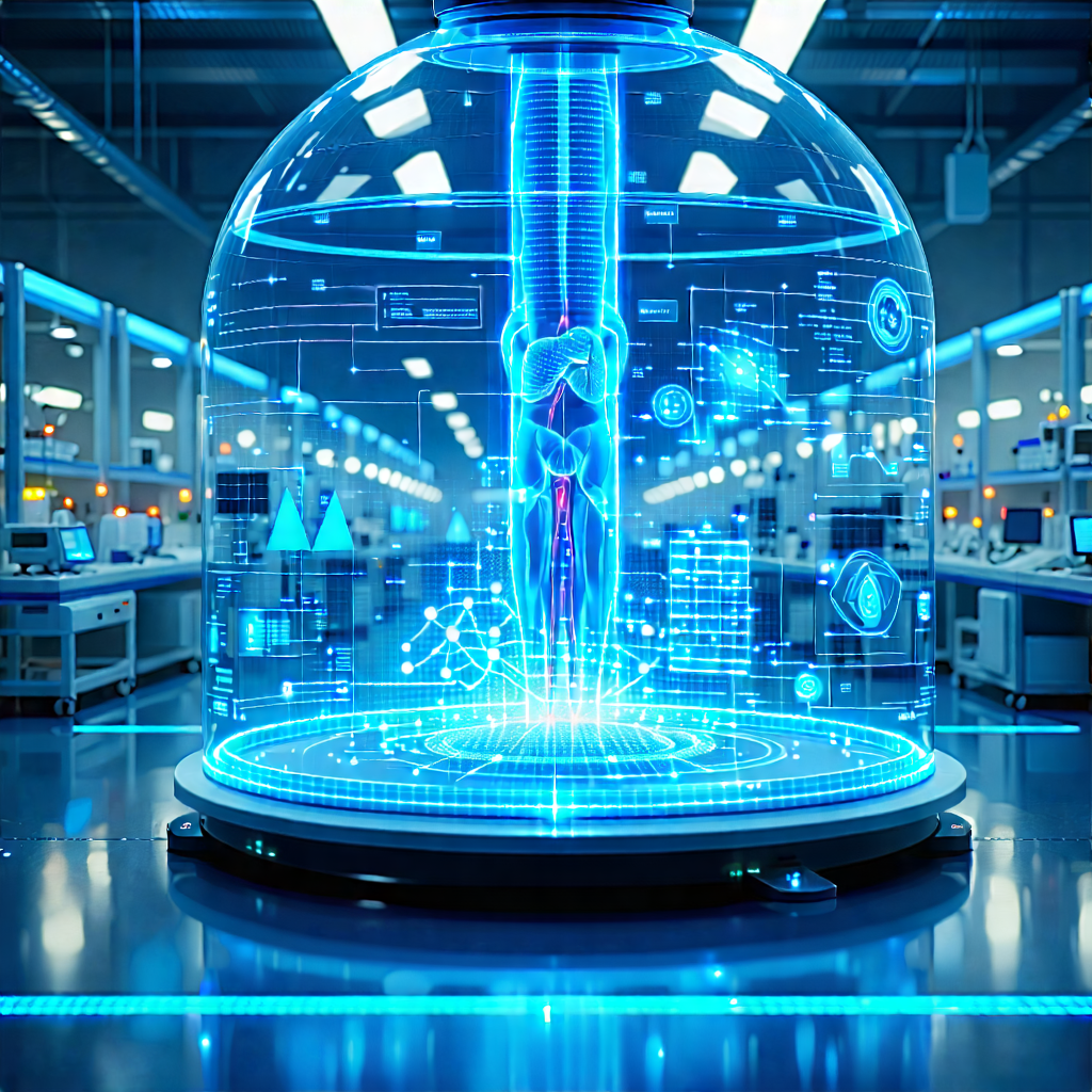 Tech Unreal Engine: Healthcare Technology In Manufacturing Facility With Large, Blue,