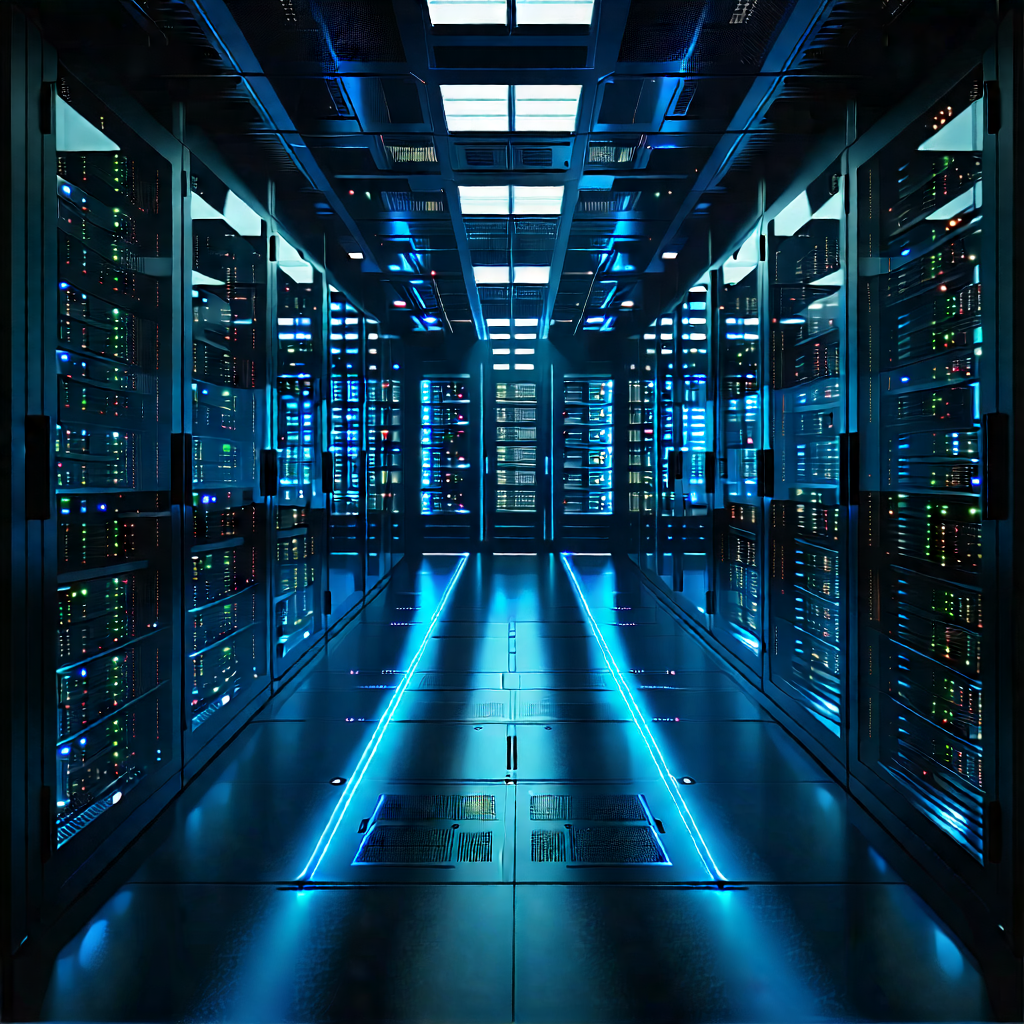 Tech Graphic Design: Futuristic server room