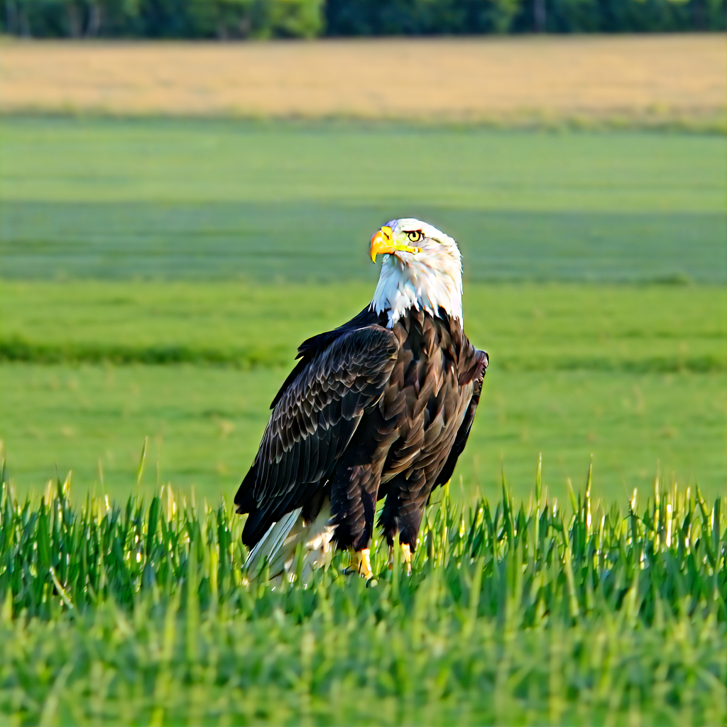 Nature Stock Photography: Eagle In Prairie Grassland With Bald Eagle