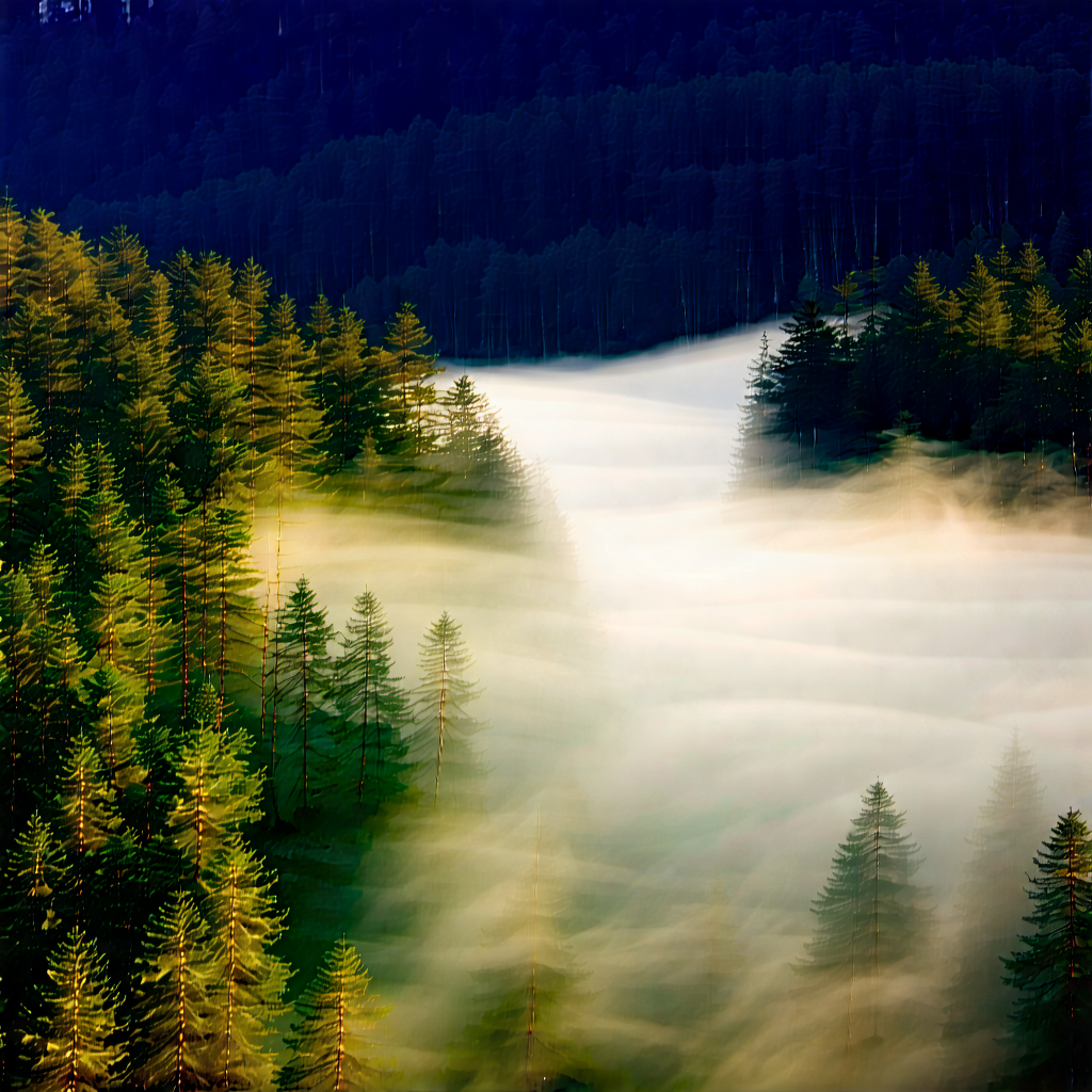 Nature Aerial Photography: Mist over forest clearing