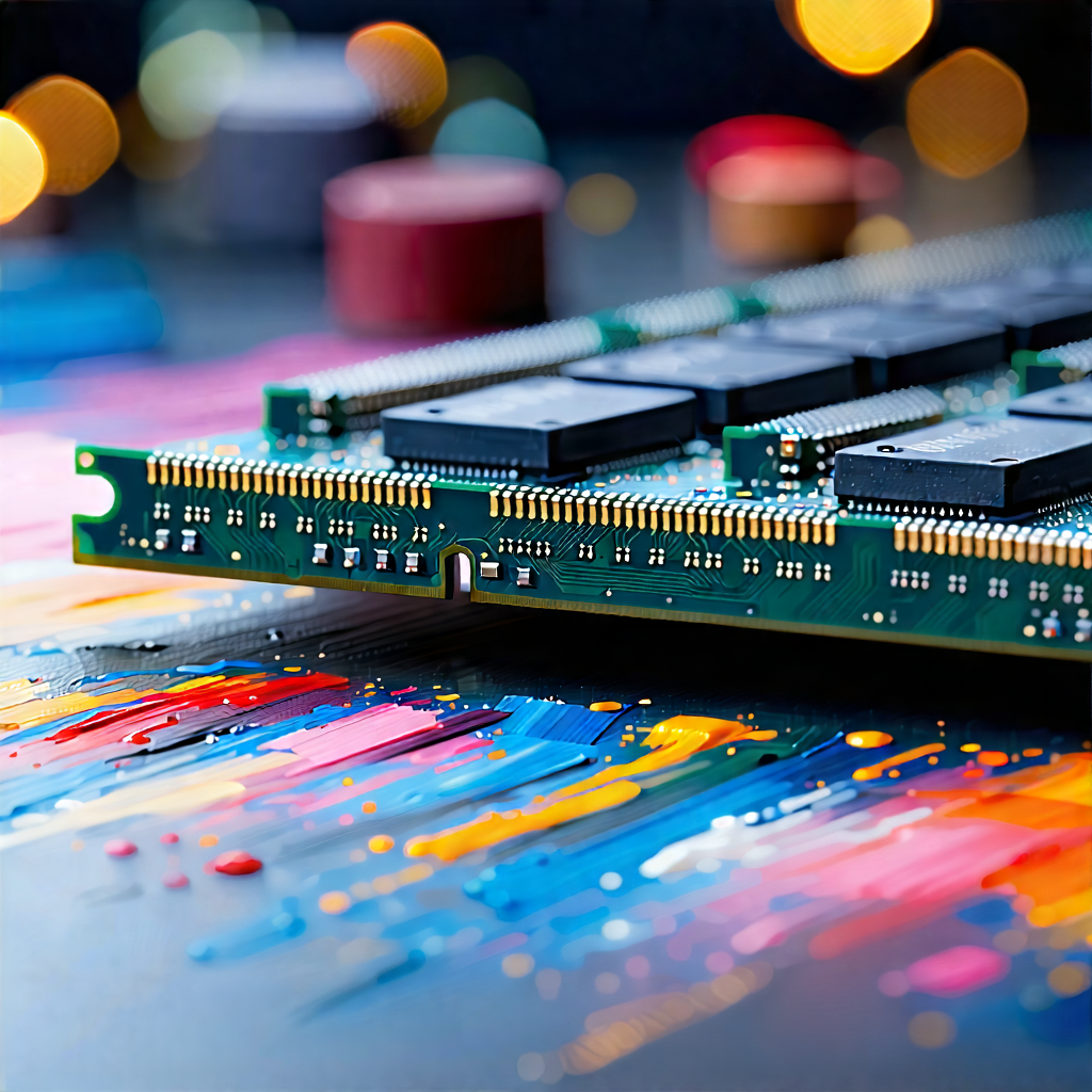 Tech Pastel Drawing: Close-up Of Memory Module With Close-up Computer