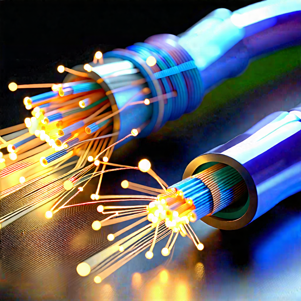Tech Low Poly: Close-up Of Fiber Optic Cables With Close-up Bunch