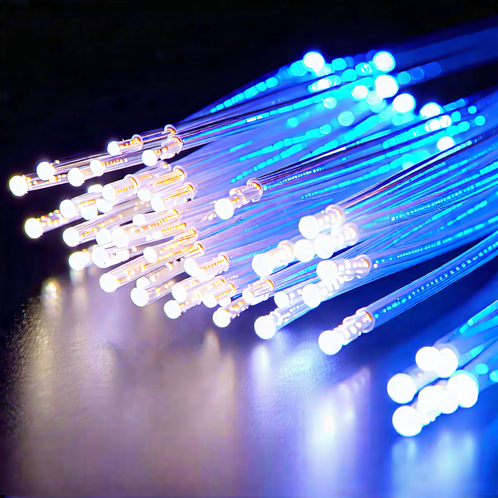 Tech Product Photography: Close-up Of Fiber Optic Cables With Close-up Blue
